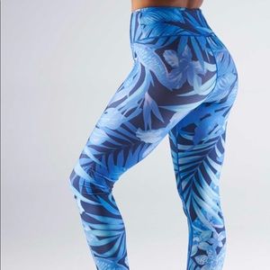 Gymshark Neon Blue Tropical Leaf leggings Orginal